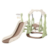 Green Toddler Swing Set with Slide and Basketball Hoop Modern