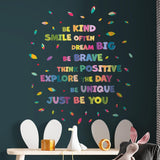 Colourful Inspiring Quote Kids Wall Stickers Nursery Decals DIY Art