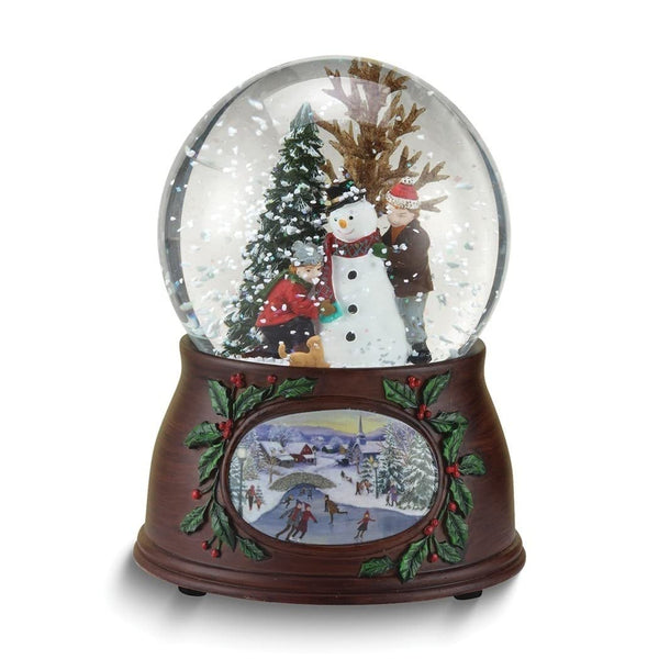 Musical (Plays Winter Wonderland) Snowman with Kids Water Globe Multi Color Traditional Resin Metallic Finish