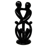 Global Crafts Hand Carved Soapstone 10-inch Tall Family Sculpture in Black, 2 Parents 4 Children