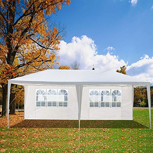 10 X 20 Ft. Outdoor Wedding Party Tent with 4 Walls White Polyester