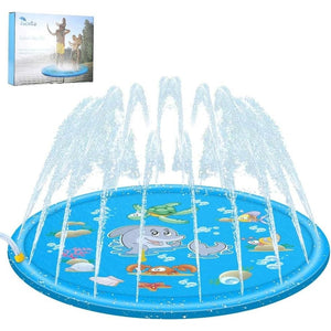 68 Inch Sprinkler Splash Pad Kids Toddlers Water Spray Play Mat Garden Blue