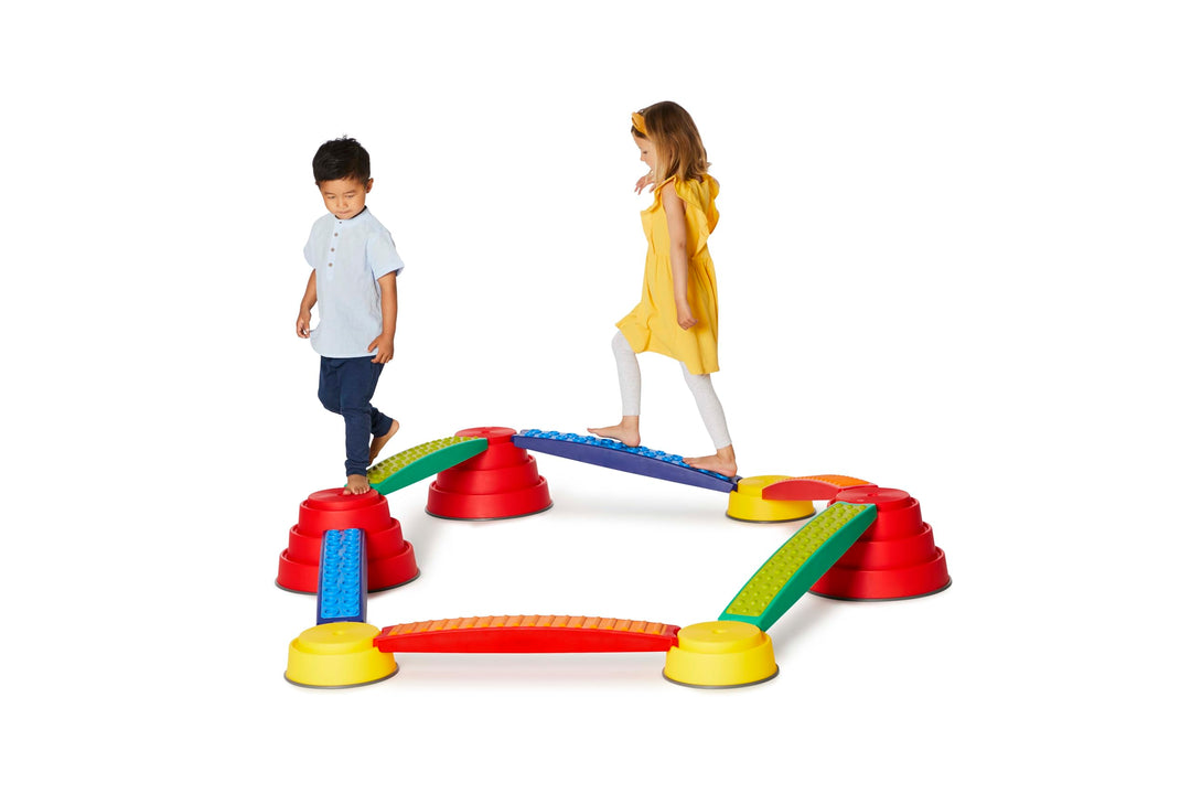 GONGE Build N' Balance Tactile Set - Complete Balance Course For Sensory Exploration And Balance Training - Set of 12 pieces