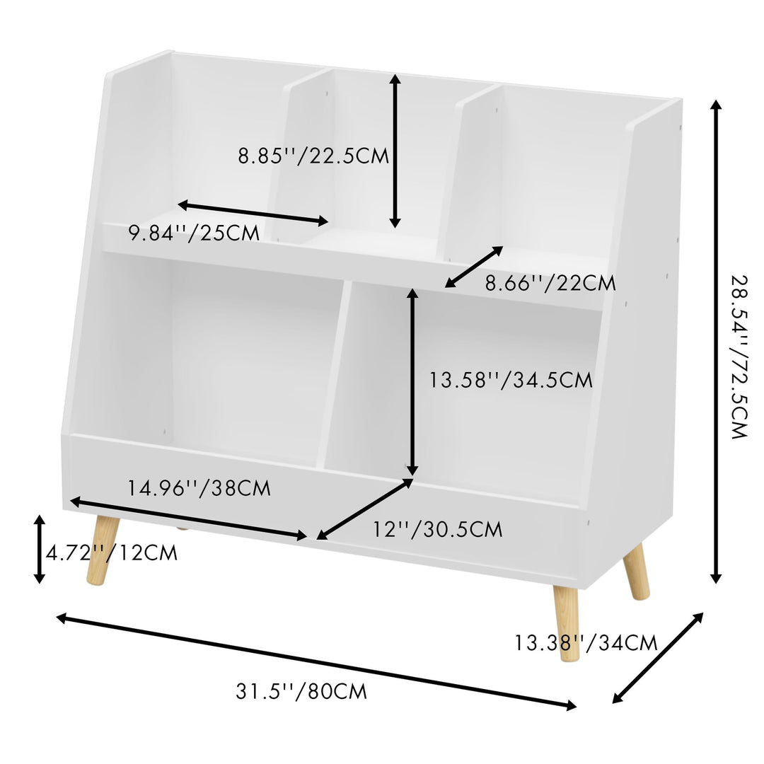 White Kids Bookshelf and Toy Organizer Modern Contemporary MDF