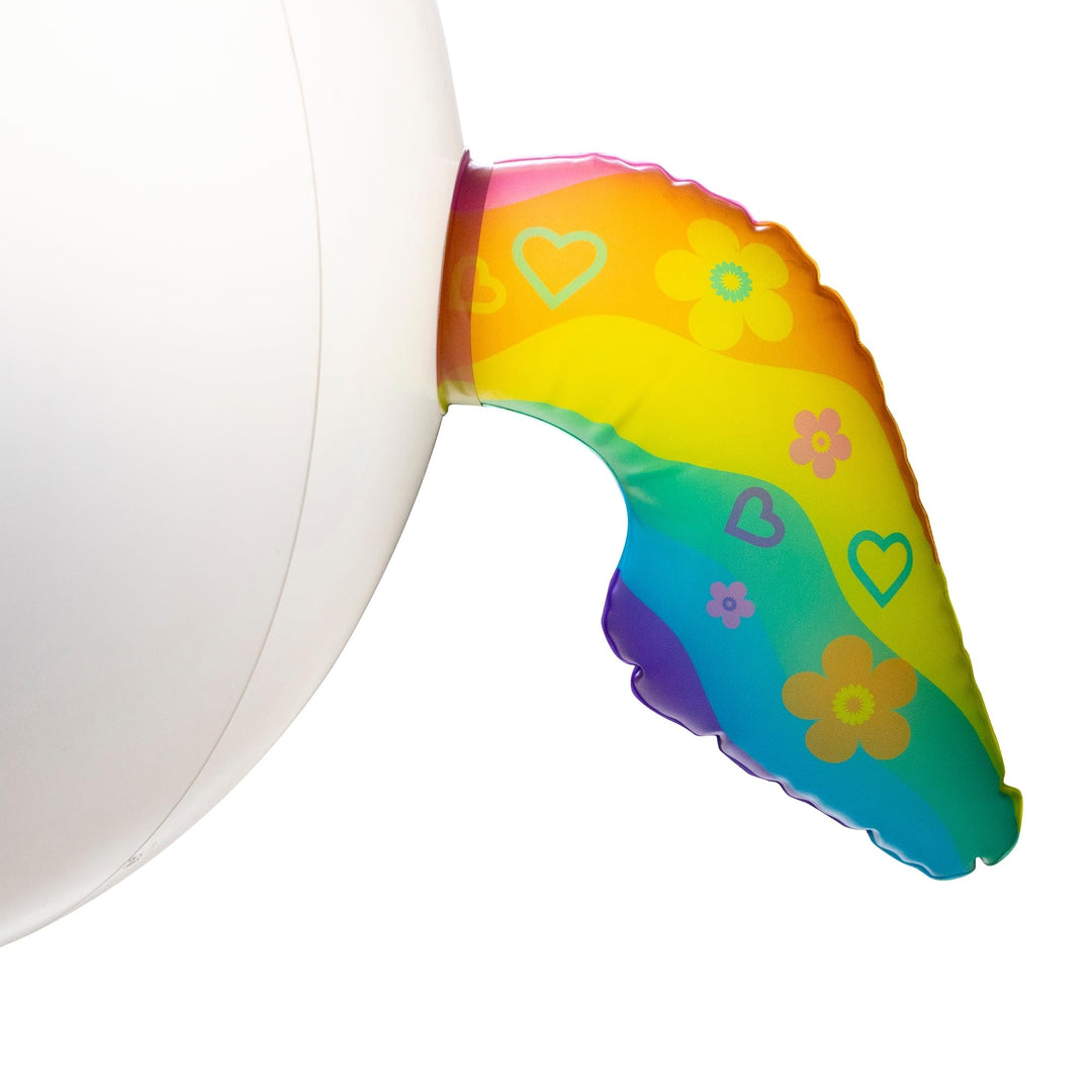 29" Inflatable Rainbow Unicorn Beach Ball with Horn White