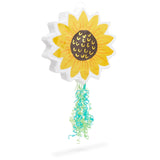 Small Sunflower Pull String Pinata for Birthday Party Baby Shower Decorations (13 in) Yellow Wood