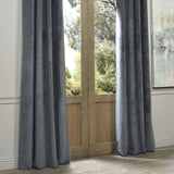 Exclusive Fabrics Natural Grey Grommet Velvet Blackout Curtain (1 Panel)