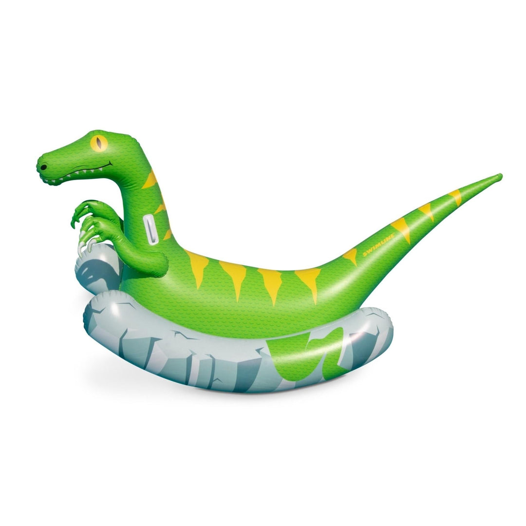 92" Rockin Raptor Inflatable Swimming Pool Float Green Plastic