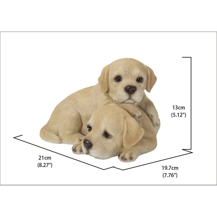 Baby Labradors Playing Ultra Realistic Garden Statue Multi Color