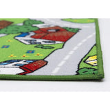 Green Grey Roads Kids Fun Play Mat Reversible Area Rug 31" X 58" X