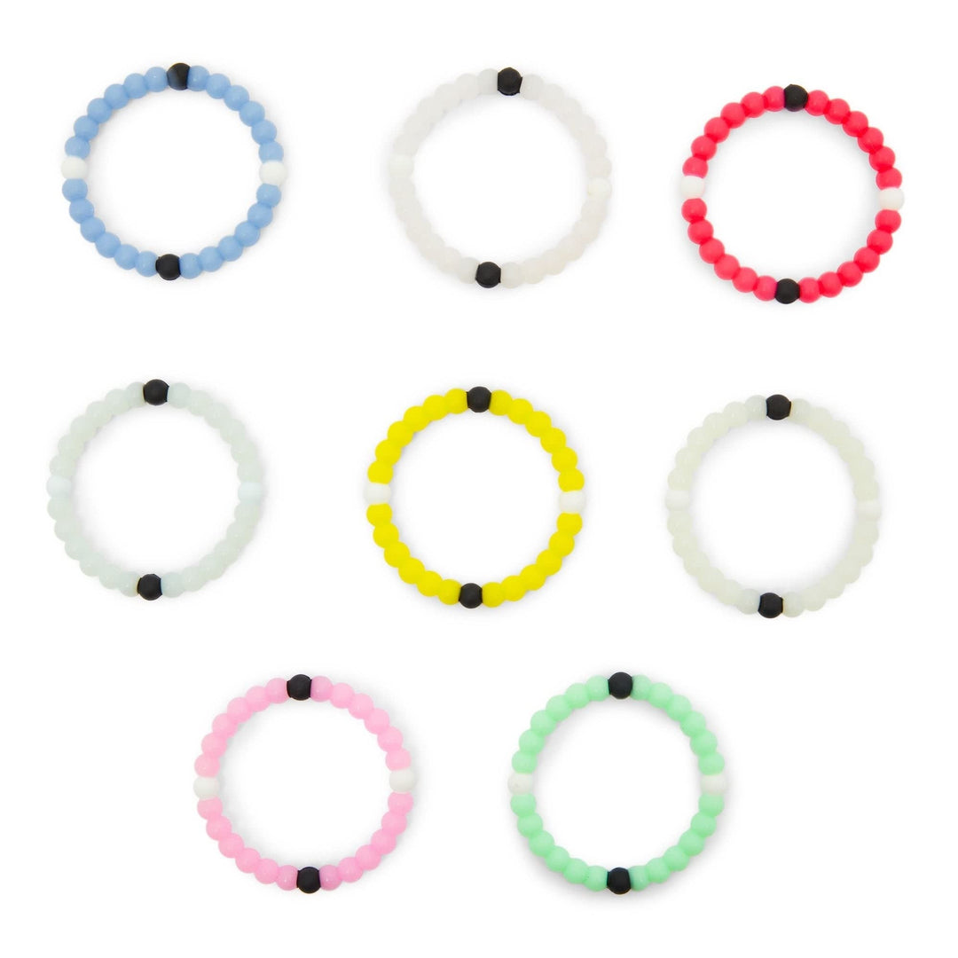 Rubber Beaded Bracelets Girl Jewelry for Women Men Kids Teens (8 Pack) Multi Color