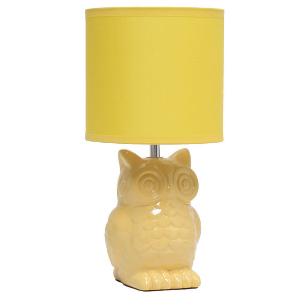 Simple Designs LT1136-DLN 12.8" Contemporary Ceramic Owl Bedside Table Desk Lamp w Matching Fabric Shade for Decor, Bedroom, Nightstand, Living Room, Entryway, Kids' Room, Nursery, Dandelion Yellow