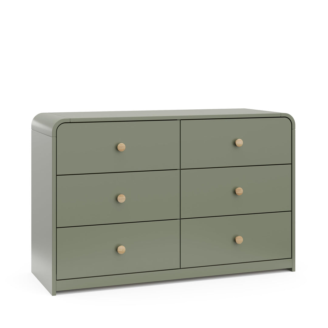 Storkcraft Santos 6 Drawer Dresser (Olive) - Dresser for Nursery, 6 Drawer Dresser, Kids Dresser, Nursery Dresser Drawer Organizer, Chest of Drawers