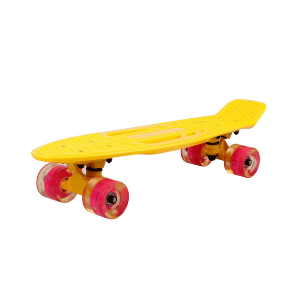 22 Inch Skateboard with Led Light Up Pu Wheels and Bendable Deck Yellow