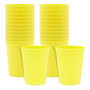 16oz Yellow Plastic Stadium Cups For Birthday Party Baby Shower (24 Pack)