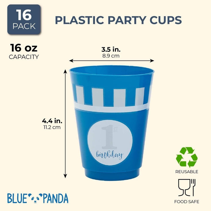 16x Plastic 16 Oz Party Cups 1st irthday Reusable Tumblers For Kids