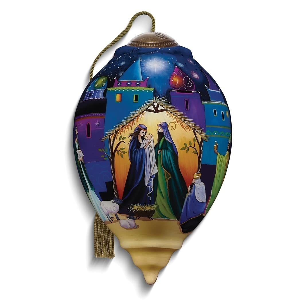 Glory to The Newborn King Summers Hand-Painted Glass Ornament Multi Color