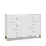 Storkcraft California 6-Drawer Double Dresser (White with Driftwood) - GREENGUARD Gold Certified, Interlocking Drawer System, Dresser Drawer Organizer for Kids Bedroom