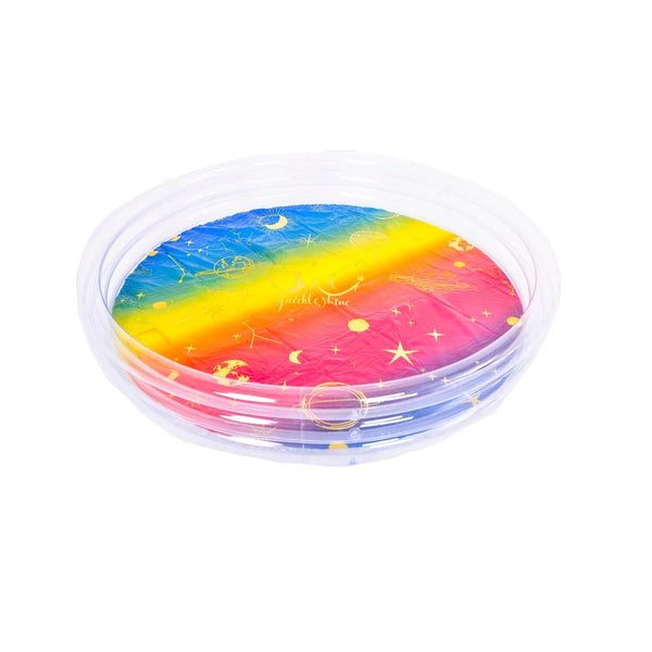 61.5" Inflatable Round 3 Ring Rainbow Swimming Pool Multi Color Plastic