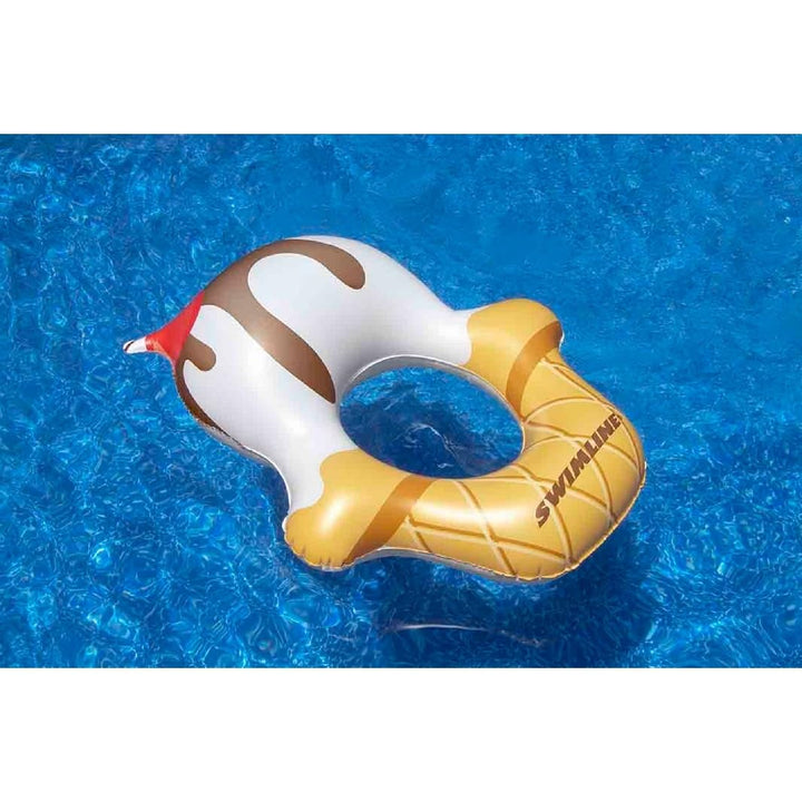 46" Inflatable White and Yellow Ice Cream Ring Pool
