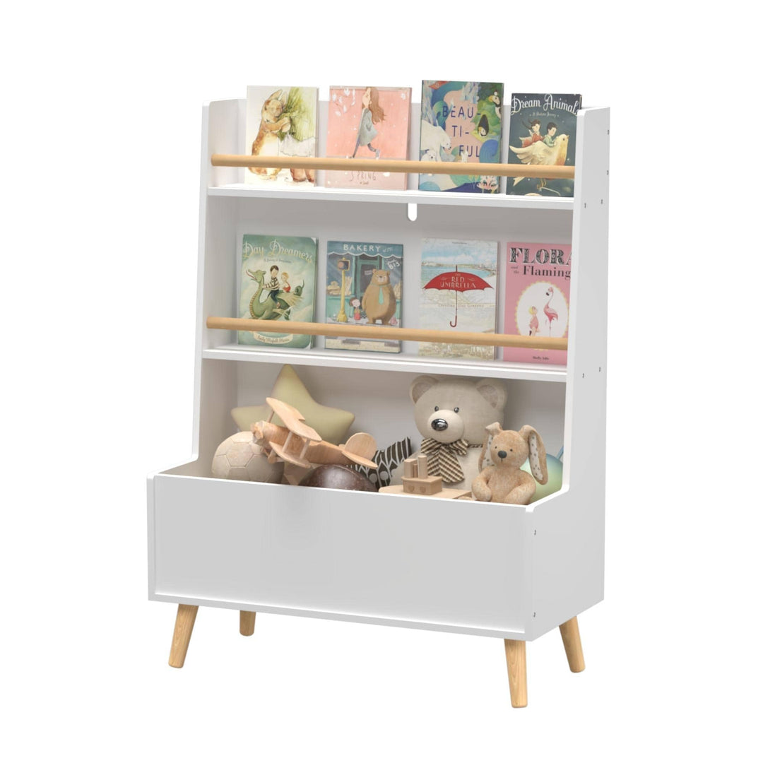 Kids Bookshelf 12.6 * 26.7 * 36.6inch White Classic Wood Washed