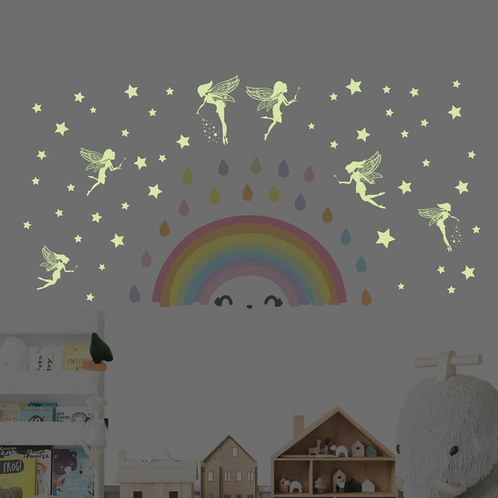 olorful Rainbow Magic Fairy Glow in The Dark Wall Sticker DIY Multi