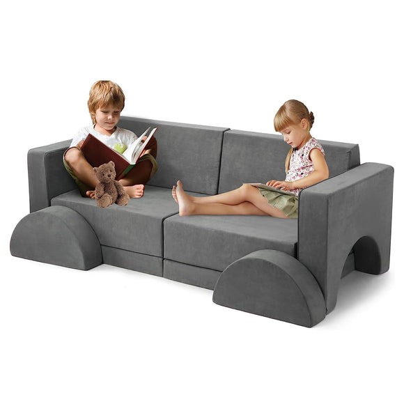 10pcs Modular Kids Play Couch for Playroom Bedroom Convertible Sofa 25.6