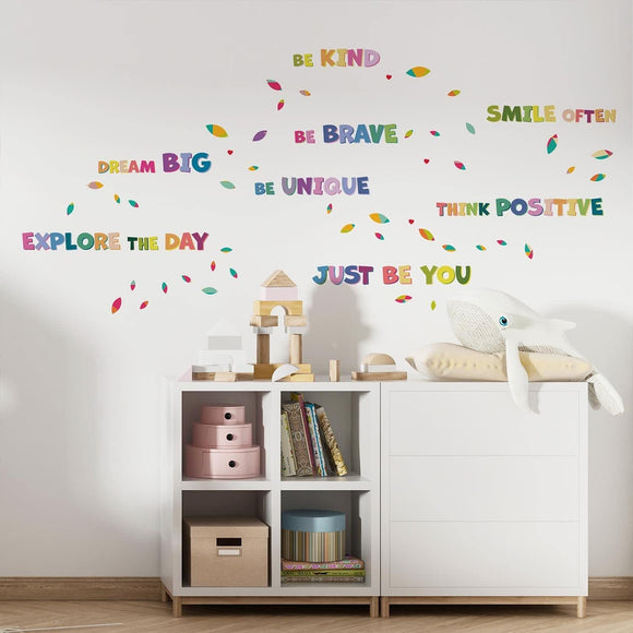 Colourful Inspiring Quote Kids Wall Stickers Nursery Decals DIY Art Multi