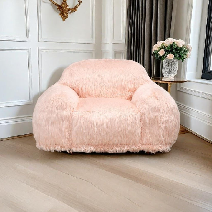 Bean Bag Chair Sofa Foam Filled Large Lazy Beanbag with Armrests for Living Room Bedroomoffice Pink Modern Contemporary Leather Handmade