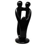 Global Crafts Hand Carved Soapstone 10-inch Tall Family Sculpture in Black, 2 Parents 1 Child