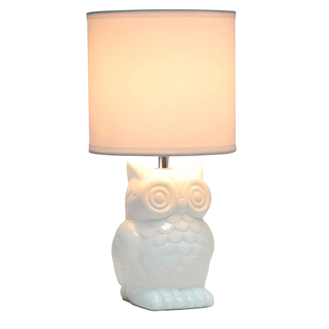 Simple Designs 12.8" Ceramic Owl Bedside Table Desk Lamp