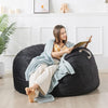 Soft Bean Bag Sofa for Teens 3 Foot Black Casual Velvet Removable