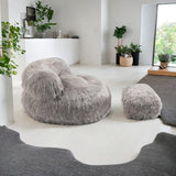 Bean Bag Chair Fur Lazy Sofa Lounger Living Room Gray Grey Solid