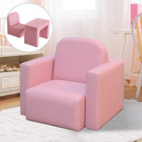 2-in-1 Multifunctional Convertible Kids Table and Chair Set Pink Modern Contemporary Plastic Cushioned Seat