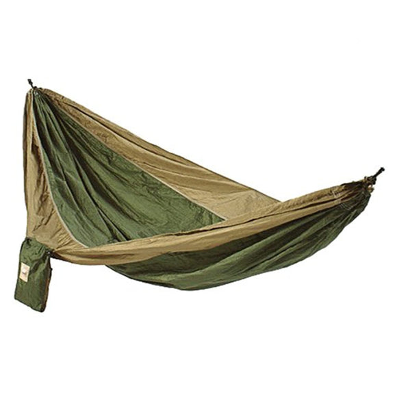 Hammaka Parachute Nylon Portable Double Hammock, Army Green / Brown