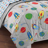 BC5 Piece Kids Twin Size Sun Moon Stars Comforter Set Outer Space