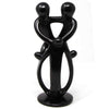 Global Crafts Hand Carved Soapstone 8-inch Tall Family Sculpture in Black, 2 Parents 3 Children