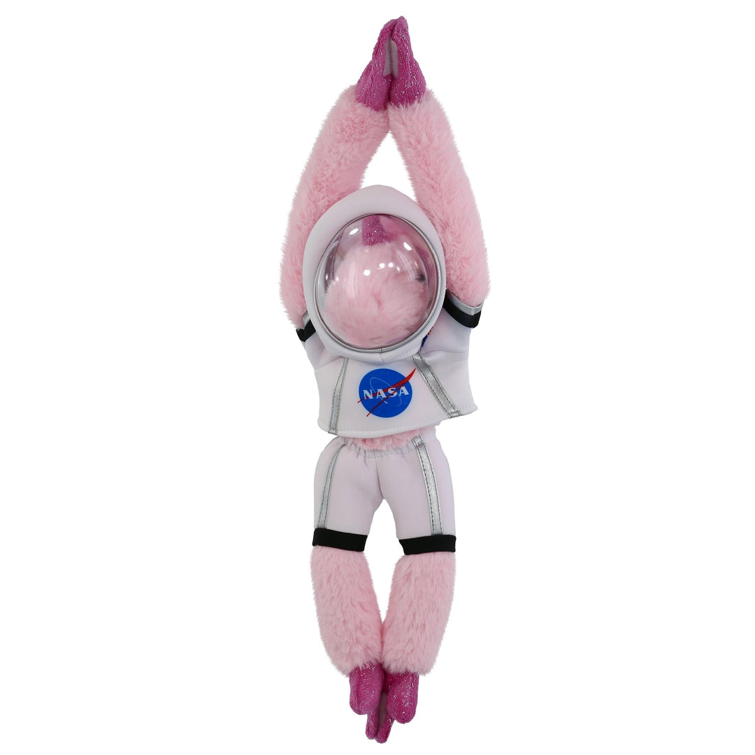 Hanging Pink Unicorn Astronaut Plush with Helmet and Suit 21 Inches White Polyester