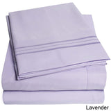 Girls Lavender Purple Embroidered Stripe Sheet Twin Set, Light Purple Color Solid Pattern Design Kids Bedding, Luxurious Colorful Traditional Teen Themed, Polyester Microfiber