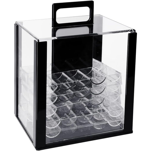 Poker Chip Cases Acrylic Chips Carrier with 10 Trays Clear