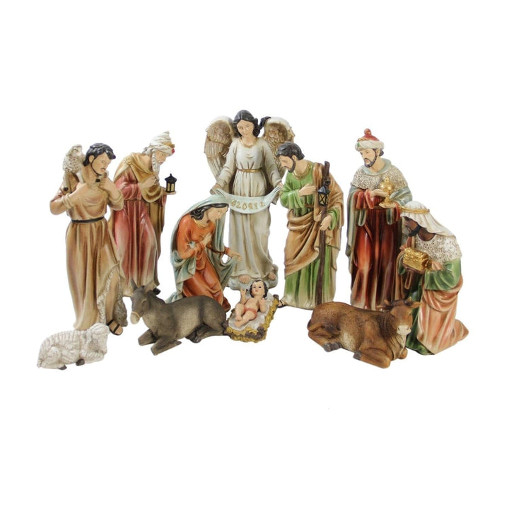 Traditional Religious Christmas Nativity Set with Removable Baby Jesus 15.5" Multi Color Polyresin