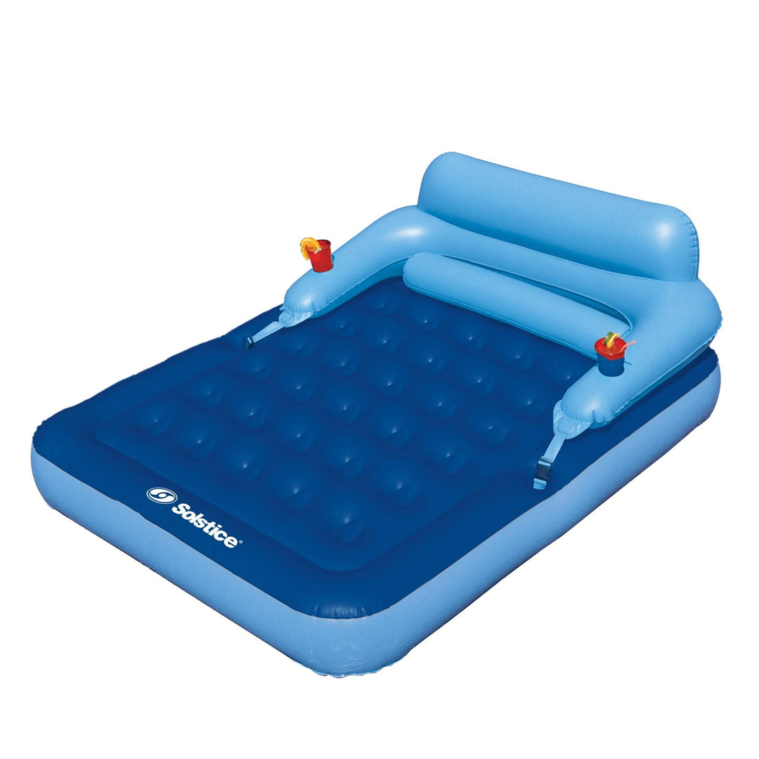 80-inch Inflatable Blue Malibu Pool Mattress with Removable Back Rest 80" Plastic