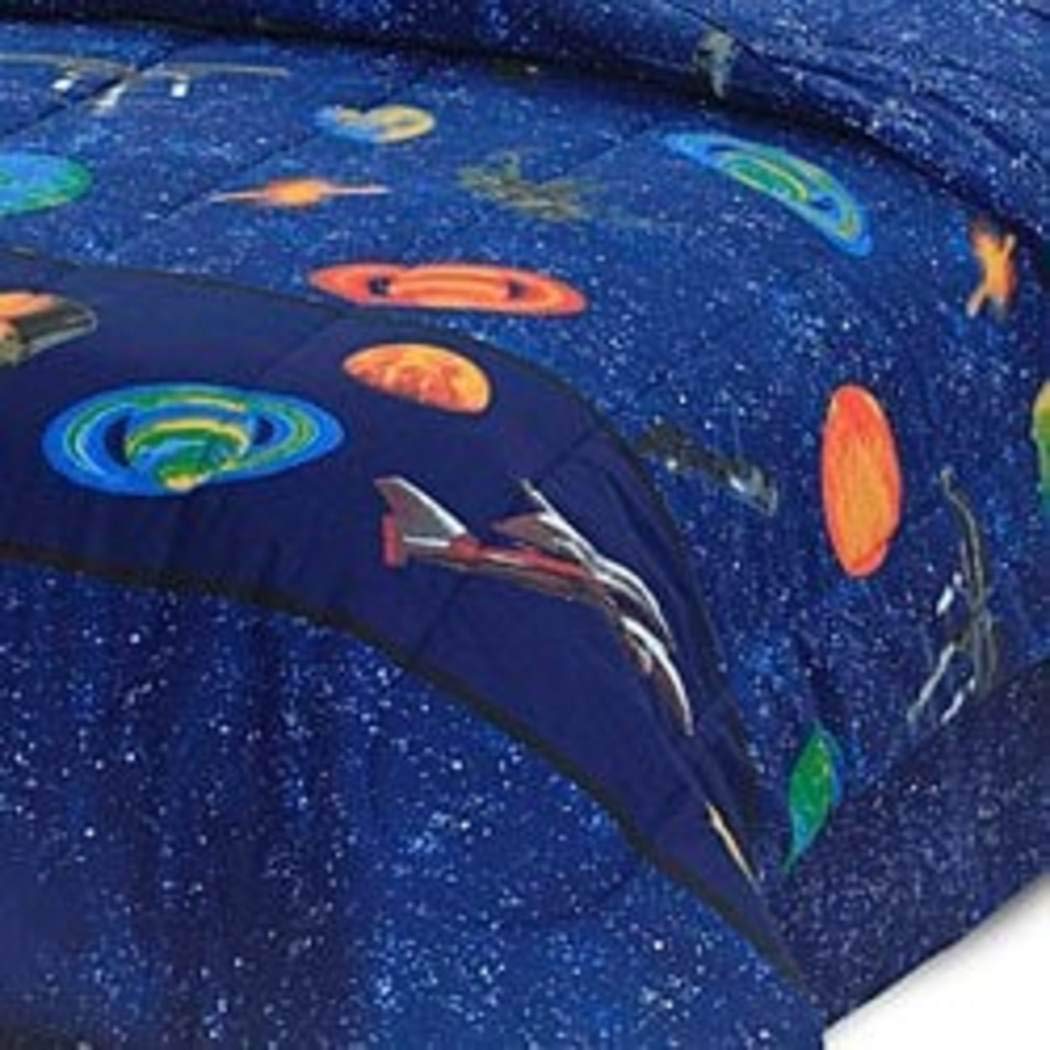 Kids Sun Moon Stars Comforter Set Outer Space Galaxy Invaders