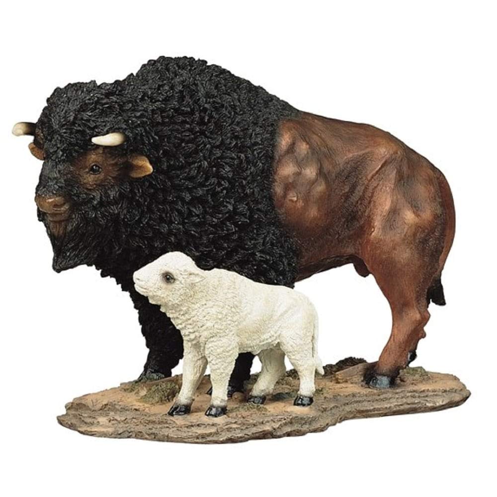 7" h Wild Animal Collection Standing Buffalo with Baby Figurine Brown Animals Polyresin