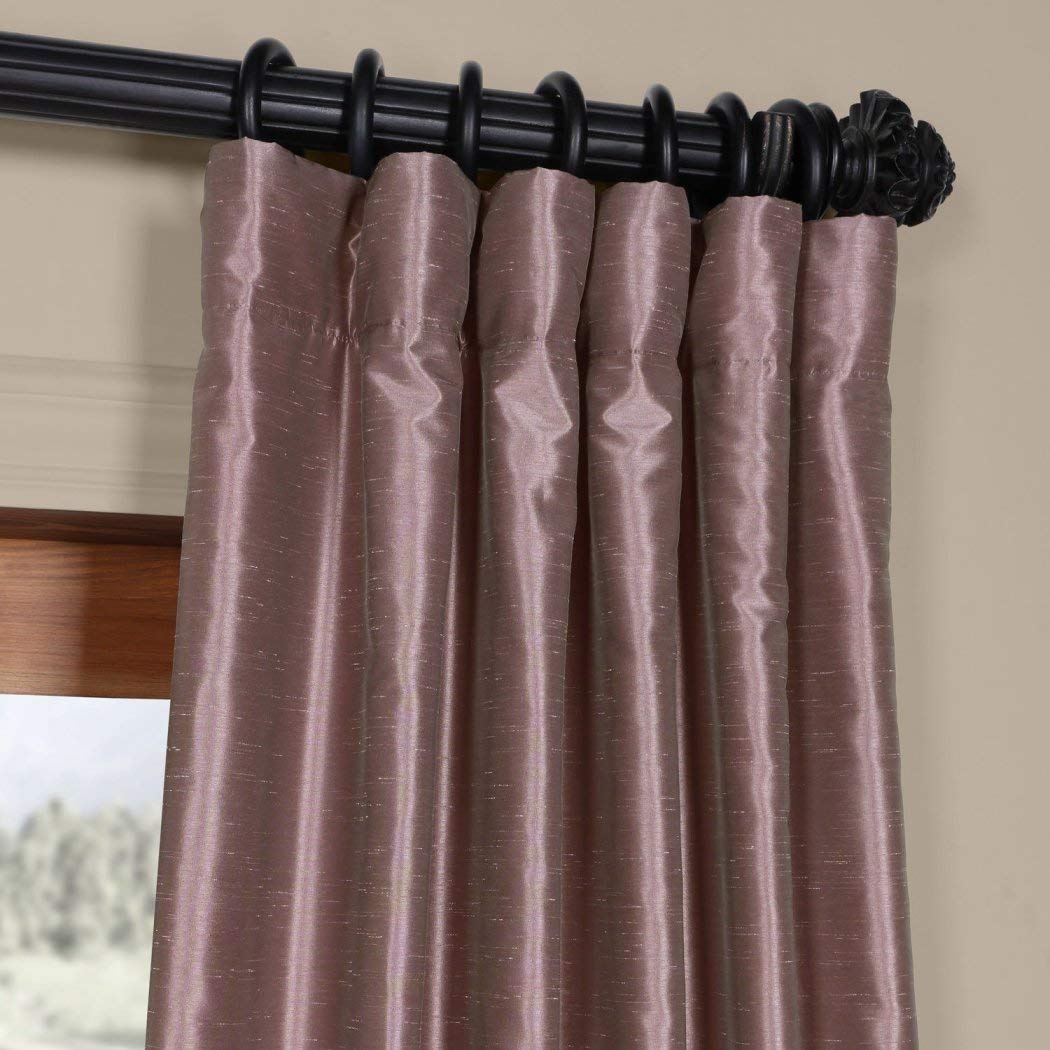 Exclusive Fabrics Smokey Plum Vintage Textured Faux Dupioni Silk Curtain Panel