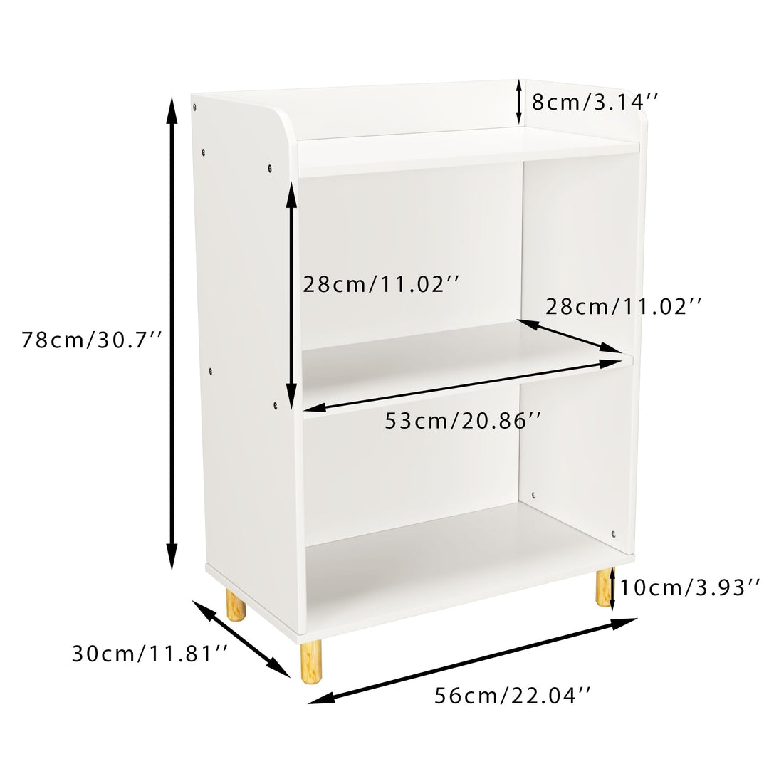 Kids 3-Tier Bookcase White Mid-Century Modern Contemporary