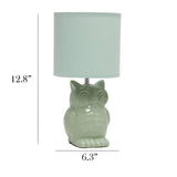 Simple Designs 12.8" Ceramic Owl Bedside Table Desk Lamp