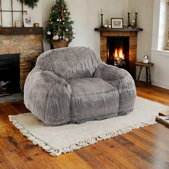 Bean Bag Chair Lazy Sofa Grey Modern Contemporary Fabric