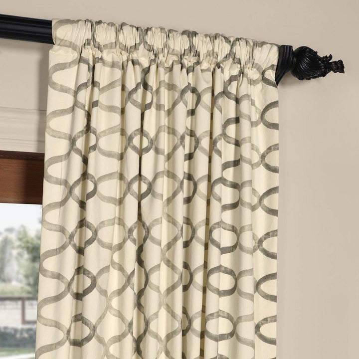 108 Inch Girls Silver Grey Color Floral Printed Curtain Single Panel, Grey Color Window Drapes, Kids Themed Flower Pattern Energy Efficient Lined Rod Pocket Playful Luxurious, Cotton