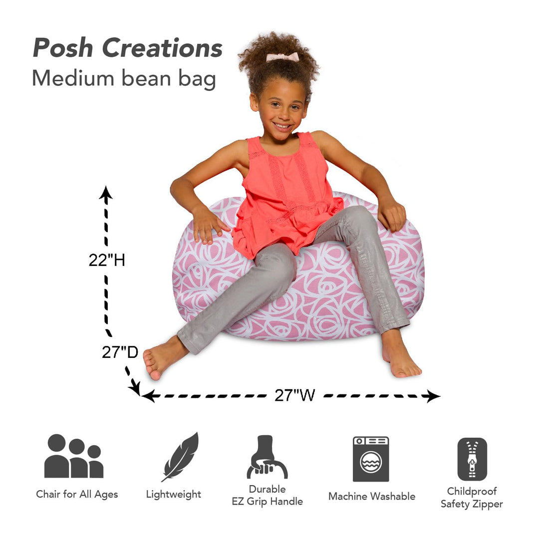 Posh Beanbags Bean Bag Chair Large-38in Canvas Birds